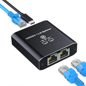 HRSDEIE Switch RJ45, Switch Ethernet 1 à 2, 2 Ports 1000Mbps Network LAN Switch Splitter Répartiteur de Câble Cat5/6/7/8, Gigabit Network Ethernet pour Ordinateurs, Routeurs, Décodeurs, Téléviseurs (HRSD Official, neuf)