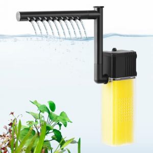 FEDOUR 8W 16W Filtre Immersible pour Aquarium, Filtre Interne de Bassin &agrave; Poissons Silencieux avec Barre de Pulv&eacute;risation, Puissant Filtre pour Aquarium de 15-300L(8W pour 15 &ndash; 120 litres) (PYPABL, neuf)