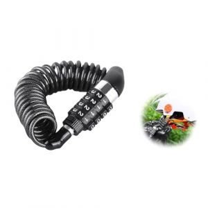YANGWEN Antivol Casque Moto/V&eacute;lo - C&acirc;ble Extensible 150cm &agrave; Combinaison 4 Chiffres - Cadenas pour Scooter, Poussette & Bagages - Noir (ZEXINMAO, neuf)