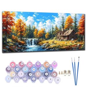 Peinture par Num&eacute;ro pour Adulte, Grand Peinture Numero Adulte Paysage D'Automne Kit de Bricolage num&eacute;ro d'art, Kit de Peinture par Num&eacute;ros pour Enfants &agrave; Partir de 6, 7, 8, 9, 10, 11 &acirc;ge 30x60cm L-2 (Luo He Shi Ning Cha Shang Mao You Xian Gong Si, neuf)