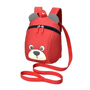 EHJRE Sac &agrave; Dos pour Enfant avec Harnais de Dessin Anim&eacute;, Laisse de Marche, Sac &agrave; Dos pour Enfant, Sac &agrave; Dos Anti-perte, Mini Sac &agrave; Dos pour Bouteille, Joue, Rouge (Huimo Island, neuf)