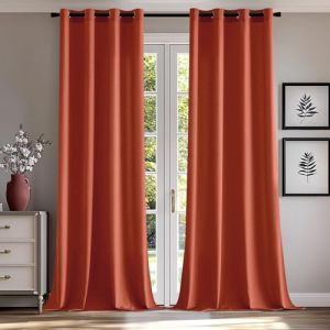 MIULEE Rideau Voilage De Fen&ecirc;tre Semi-Transparent &agrave; Oeillets Voilages Int&eacute;rieurs Rideaux Chambre Salon Cuisine 140x245cm Rouge Brique (MIULEE HOME, neuf)