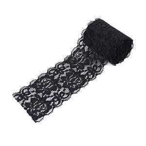 6 CM (2.4Inch) Largeur, Tissu Dentelle Noir, Couture, Ruban Dentelle, Garniture Dentelle, éLastique, Dentelle Extensible Pour Bricolage (4,5 M/5yard) (Duuclume, neuf)