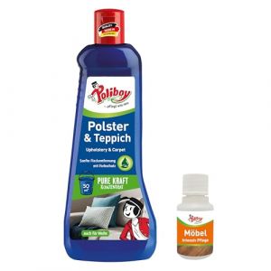 Poliboy Nettoyant doux pour tapis et tissus d'ameublement, pour enlever les taches, pour moquettes, appareils de nettoyage et laine, 1 x 500 ml, avec échantillon de produit, fabriqué en Allemagne (Kaladia FR, neuf)