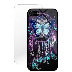 KARTXITAI Coque Compatible avec iPhone SE 2020/8/7,Verre Tremp&eacute; Dure + Bords Couvrants Silicone TPU Souple Hybride &Eacute;tui Antichoc Anti Rayures Case+Film Protection &eacute;cran Attrape-r&ecirc;ve Papillon (KARTXITAI, neuf)