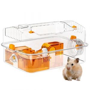 Grande Cage pour Hamster - Cage &agrave; Vue Panoramique Totale | Habitat Transparent avec Distributeur et Roue pour Jeu et Repos (jieshanwei, neuf)