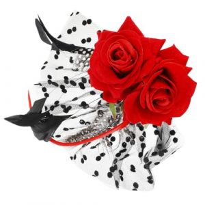 Veemoon Pince &agrave; Cheveux Mariage Voile et Dentelle Barrette Plume Rose &Eacute;pingle Fleurie pour S&eacute;ance Photo et F&ecirc;te Accessoire pour Mari&eacute;e et Invit&eacute;es (hagan panting, neuf)