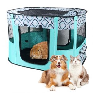 Peelanmall Parc pliable pour chiots et animaux de compagnie en tissu Oxford, tente rectangulaire pour chiens, lapins, cochons d'Inde et chats pour l'int&eacute;rieur ou l'ext&eacute;rieur, 70x55x40 cm vert clair (Peelanmall-FR, neuf)