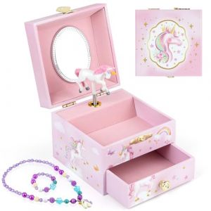 Anyiner Bo&icirc;te &agrave; bijoux avec bo&icirc;te &agrave; musique pour enfants - Bo&icirc;te &agrave; musique avec ballerine tournante - Bo&icirc;te &agrave; bijoux pour fille - Cadeau d'anniversaire pour enfants de 3 &agrave; 10 ans (&eacute;toile licorne) (Anyinger, neuf)