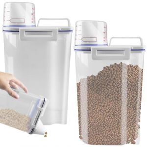 WANDGU Bo&icirc;te de rangement et distributeur herm&eacute;tique 2,5 l 2 pi&egrave;ces avec bec verseur, bo&icirc;te de conservation de nourriture pour chat (SOCARE PRODUCTS LIMITED, neuf)