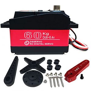 ANNIMOS 60KG Digitales Servo Moteur 1/5 Haute Tension Acier Inoxydable Roue Dent&eacute;e Grand Le Torque &Eacute;tanche 8.4V Servos - 180 Degr&eacute;s (ANNIMOS, neuf)