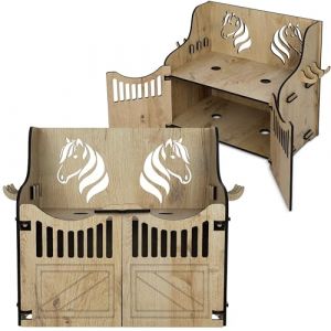 Hoofly Hobby Horse Écurie Murale - Accessoire Pratique pour Hobby Horse avec Portes, Espace de Rangement et Crochets/Écurie idéale pour Hobby Horsing 2 Chevaux (WebStream GmbH, neuf)