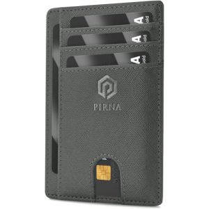 Porte Carte Bancaire Fin et Petit, Portefeuille pour Hommes et Femmes avec Pochette d'Argent & Bo&icirc;te-Cadeau, Porte-Cartes de Cr&eacute;dit RFID, Porte Carte Bancaire Anti Piratage pour Homme - Gris M&eacute;tallis&eacute; (PIRNA, neuf)