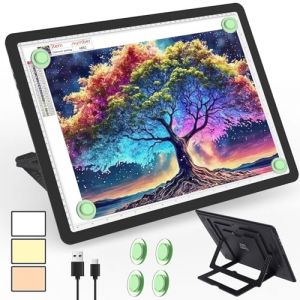 Phylosal Tablette lumineuse LED A3 rechargeable avec support int&eacute;gr&eacute;, bo&icirc;te &agrave; lumi&egrave;re magn&eacute;tique pour dessin, tableau lumineux avec bouton lat&eacute;ral, table lumineuse super lumineuse pour peinture au (Phylosal, neuf)