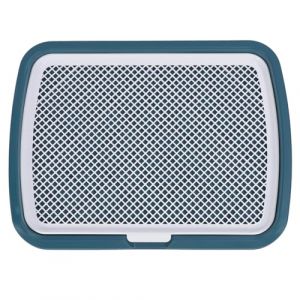 Plateau d'apprentissage de la propret&eacute; pour chiot, support amovible et lavable en maille pour pipi pour chien, bo&icirc;te de toilette pour animaux de compagnie &agrave; entr&eacute;e basse avec (Bleue) (PageSage, neuf)