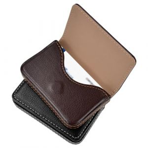 CODIRATO 2 PCS Porte-Cartes de Visite en Cuir PU, Étui Cartes de Visite Professionnel Homme Femme, Support Carte de Visite Boucle Magnétique pour Bureau Cartes de Visite Cartes Bancaires(Noir/Marron) (CODIRATO, neuf)