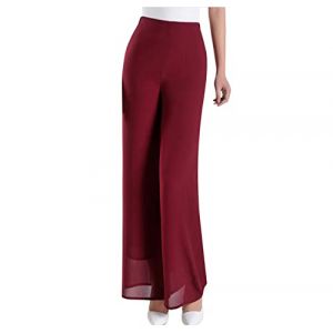 Putaowor Femmes Cropped Dress Culotte Ceremonie Mariage Cocktail Haute &eacute;lastique Taille Pantalon habill&eacute; Bourgogne R&eacute;gulier 42 (Putao World, neuf)