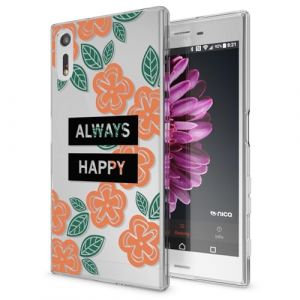 NALIA Coque Protection Compatible avec Sony Xperia XZ, Motif Housse Silicone Premium Case Smart-Phone Back-Cover Ultra-Fine Souple Gel Slim Anti-Choc Bumper Mince Etui, Designs:Always Happy (BF-Commerce GmbH, neuf)