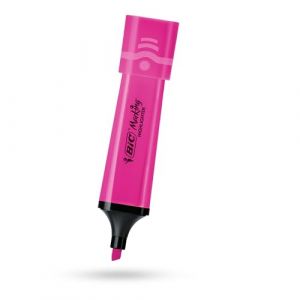 BIC Surligneur plat en plastique avec encre fluo rose fluo pour des notes lisses et pr&eacute;cises, id&eacute;al pour l'&eacute;cole et le bureau (lot de 1) (DLM Direct FR, neuf)