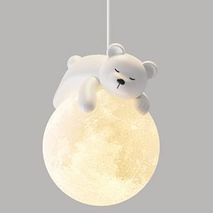 BFFGKGL Minimalisme Nordique Mignon Ours Suspension avec Impression 3D Lune Globe Dessin anim&eacute; Lapin endormi Lustre Enfants plan&egrave;te Lampe Suspendue G9 Chambre d'enfants Suspension pour Filles Chambre (sddxcx, neuf)