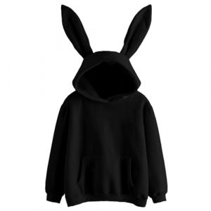 Veste &agrave; capuche avec oreilles de lapin &agrave; manches longues avec oreilles de lapin - Sweat &agrave; capuche western pour femme, Noir , XXL (K_lioy, neuf)