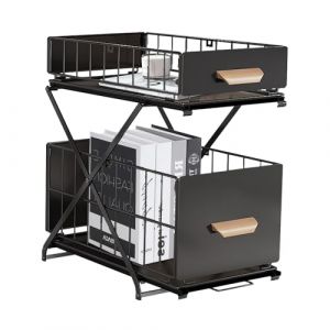 HUOLE Rangement Sous &eacute;vier &agrave; 2 Niveaux,Organiseur de Cuisine, &Eacute;tag&egrave;re sous &Eacute;vier, Porte-&eacute;pices,Panier de Rangement Coulissant en m&eacute;tal,pour Cuisine, Salle de Bain,Chambre-40 * 26 * 43 cm-noir (Hechheu, neuf)