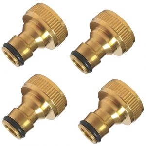 Hydrogarden Lot de 4 raccords de Robinet en Laiton pour robinets avec Filetage ext&eacute;rieur 3/4" BSP (26,4 mm) &ndash; Adaptateur de Robinet avec raccord Rapide pour Tuyau d'arrosage (CT-EU, neuf)