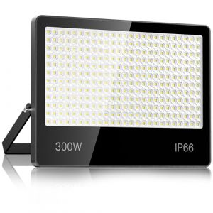 Projecteur LED Extérieur 300W - 30000LM 6500K Blanc Froid Spot LED Extérieur avec 300 LEDs Lampe, IP66 Étanche Eclairage Exterieur pour Stade, Terrasse, Rue, Garage (jintenger, neuf)