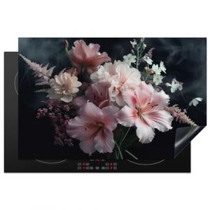 KitchenYeah&copy; Protection Plaque Cuisson Deco Cuisine Cache Induction 81x52 cm Protege Pour Cuisiniere Protection Fleurs - Rose - Vapeur - Plantes - 81x52 cm (KitchenYeah, neuf)