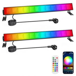 CREATESTAR RGB LED Projecteur Exterieur 30W, Projecteur LED RGB Barres avec Application Bluetooth et 2.4G T&eacute;l&eacute;commande, &Eacute;tanche IP66 Spot LED rgb pour Bar F&ecirc;te Jardin (CREATESTAR-EU, neuf)