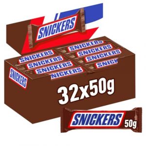 SNICKERS - Barre Chocolat au Lait, Cacahuètes & Caramel - Grand Format - 32 x 50g - 1,6kg (Mes Gourmandises, neuf)