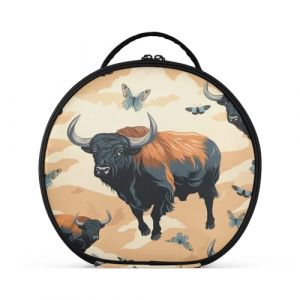 Papillon De Vache À La Chinoise Créativité Trousse Sac Cosmétique Circulaire de Maquillage Pochette Sacs avec Cloisons Amovibles pour Voyage Filles (HULAHULA, neuf)