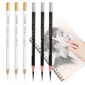 Lot de 6 Crayon de Charbon de Bois Blanc Crayons fusains noirs et blancs Crayons à Dessin Au Fusain pour croquis, ombrage, mélange, portrait Idéal pour les débutants et les artistes (Trusted- Direct, neuf)