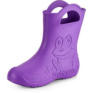 Ladeheid bottes de pluie femme ultra l&eacute;g&egrave;res en EVA imperm&eacute;ables semelle antid&eacute;rapante poign&eacute;es faciles motif grenouille LA-CA-09 (Lilla, 40/41 EU) (Hisert, neuf)