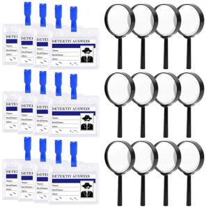 CLIUNT Loupe de D&eacute;tective Enfants, Kit D&eacute;tective Enfant avec 12 Cartes D'identit&eacute; de D&eacute;tective et 12 Clip Loupe Enfants,Kit Espion Enfant pour Jeu de R&ocirc;le de D&eacute;tective (DongGuanShi YiHai DianZiShangWuYouXianGongSi, neuf)
