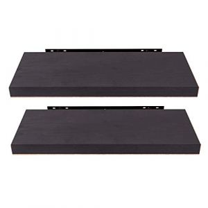 EUGAD Étagère Murale Lot de 2 étagères tablettes Style Moderne en Bois,50x22,9x3,8cm Noir Bois Foncé 0124QJ-2 (Eugad, neuf)