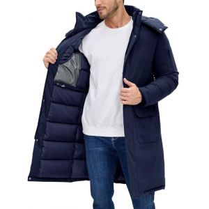 Voqeen Homme Manteau Longue Hiver Chaude Veste &agrave; Capuche D&eacute;tachable Coupe-vent Blouson Matelass&eacute; Grand Froid d'Ext&eacute;rieur (YCH_GO, neuf)