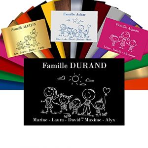 Plaque De Maison Famille Personnalisée Pour Boite Aux Lettres - Plaque Family PVC À Personnaliser - 12x8cm - 24 Motifs Disponibles (Noir) (GRAVURE ET COMPAGNIE, neuf)