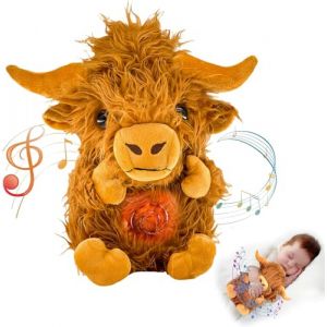 Vmhkjo Loutre Qui Respire Koala avec Musique Apaisante, Peluche Loutre Apaisante pour Adultes et Enfants Ma Loutre Calin Bonne Nuit, Compagnon de Sommeil Doux pour Soulager l'Anxi&eacute;t&eacute; (Vache) (WeiManHeKeJi, neuf)