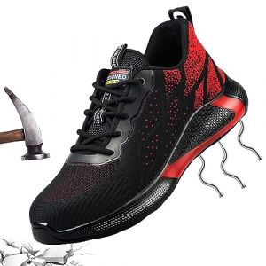 JOISIDE Chaussures de Sécurité Femmes 44 Baskets Securite Hommes Garçon Légère Enfants Chaussure de Randonnée Embout Acier Protection été Kevlar Rouge 226 (chaunglong, neuf)