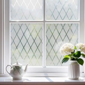 FEOMOS Film D&eacute;poli pour Vitre &agrave; Treillis Transparent, Film de Vitrage D&eacute;poli R&eacute;positionnable, Film D&eacute;coratif pour Vitre, Film Intimit&eacute; &Eacute;lectrostatique Anti-Ultraviolet 90x200 cm (FEOMOS DIRECT, neuf)