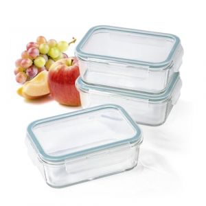 GOURMETmaxx Klick-It Lot de 3 bo&icirc;tes de conservation en verre de 725 ml | Convient comme bo&icirc;te &agrave; sandwich ou pour Meal Prep | Passe au lave-vaisselle, au micro-ondes et au cong&eacute;lateur | Couvercle de (HaWaKo, neuf)