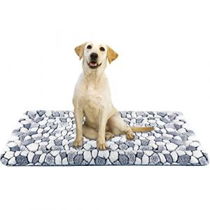 VANKEAN Élégant Tapis de Cage pour Chien réversible, Tapis de Couchage Doux pour Animal de Compagnie Convient pour Les Chiens et Chats de Petite et Grande Taille Lavable en Machine Motif Pierre Grise (VANKEAN-EU, neuf)