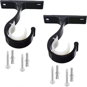 MEISO 2 Pièces Supports de Tringle à Rideau, pour Tringle à Rideau avec diamètre 28 mm (1-1/8 po) Support de Tringle, D'aluminium Support Tringle Penderie pour Rideau ou Armoire (Noir) (MEISO-EU-online, neuf)