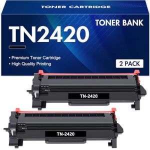 Toner Bank TN2420 Compatible pour Brother DCP-L2530DW MFC L2710DW HL-L2350DW MFC-L2710DW DCP-L2510D HL-L2375DW MFC-L2730DW MFC-L2750DW HL-L2310D TN 2420 2410 TN-2420 (Noir, 2-Pack) (4EVERSUPPLIES, neuf)