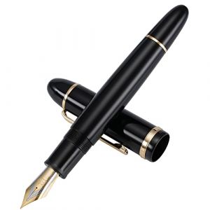 Jinhao X159 Stylo plume #8 Plume moyenne, noir avec Golden Clip Acrylique Stylo d&rsquo;&eacute;criture grande taille (Eorfa Direct, neuf)