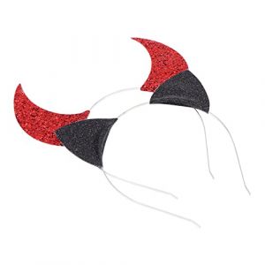Beavorty 2 Pièces Bandeau en corne de démon bandeau oreilles maléfiques décor chat accessoire fete Bandeau diable noir déguisement enfant accessoire de coiffure de fête coiffe de fête (T Innovation·HX, neuf)