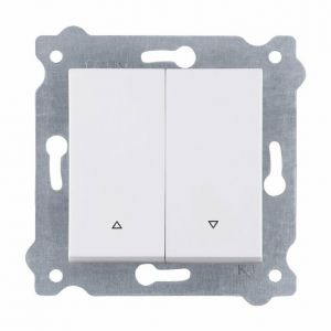 EXEN - Double Bouton Volet Roulant Blanc 2 Voies - Poussoir Mural Encastrable - Contrôle Montée/Descente - All-in-One Compatible avec les séries KARELL/ODAK/COMFORT - 216/01E (ELHURT, neuf)