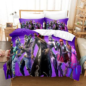 Zifarm Gaming Jeu Housse de Couette pour Chambre d'enfant 1 Personne 90x190 Enfant Gamer Fortnite 3D Parure De Lit Violet Parure De Lit en Microfibre (Ma Boutique &Eacute;l&eacute;gante, neuf)