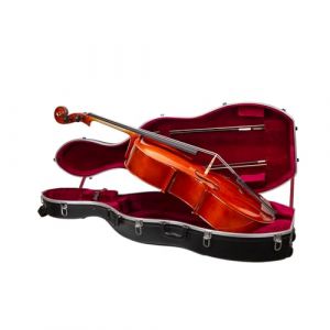 Crossrock Étui en plastique ABS pour violoncelle 4/4 ou 3/4 | Texture diamant noir mat, coque légère avec roulettes – Conçu pour le transport quotidien et l'utilisation étudiante (Crossrock-FR, neuf)